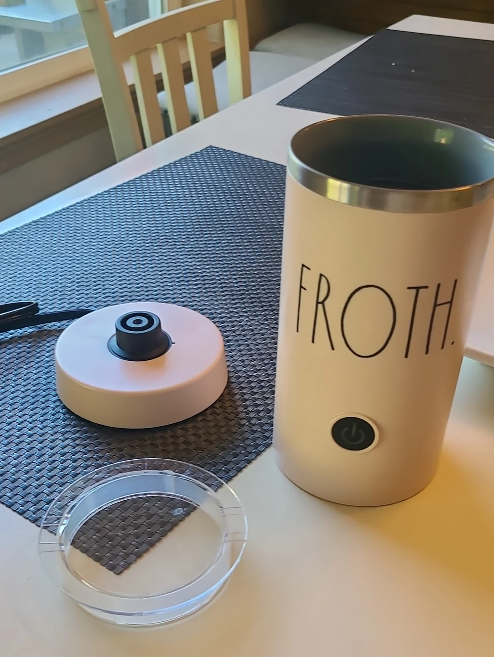 Rae Dunn Pink 'FROTH.' Electric Milk Frother